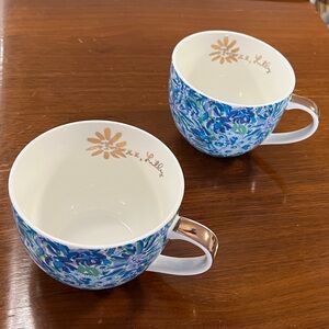 Set of two Lilly Pulitzer Floral Blue and White Mugs